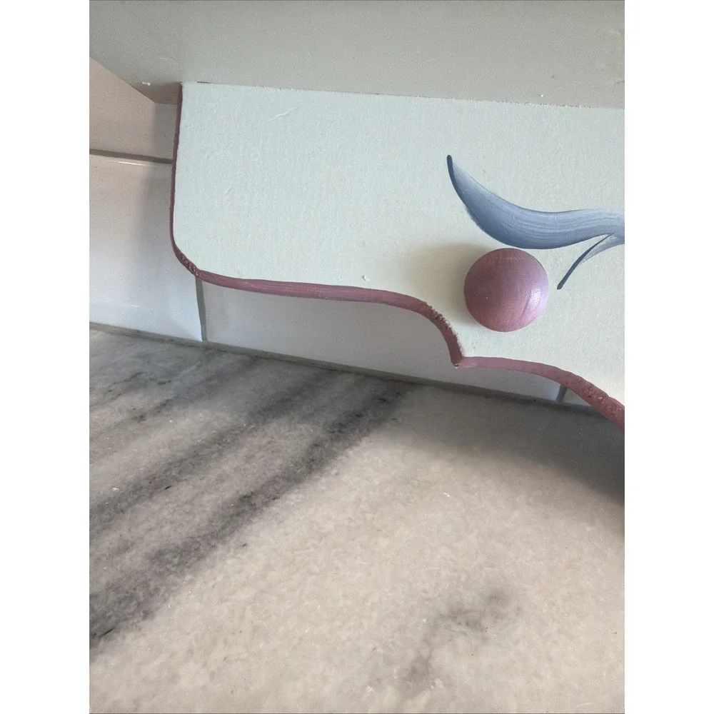 Vintage Cream/mauve Hand Painted Floral Wooden Wall Shelf 21